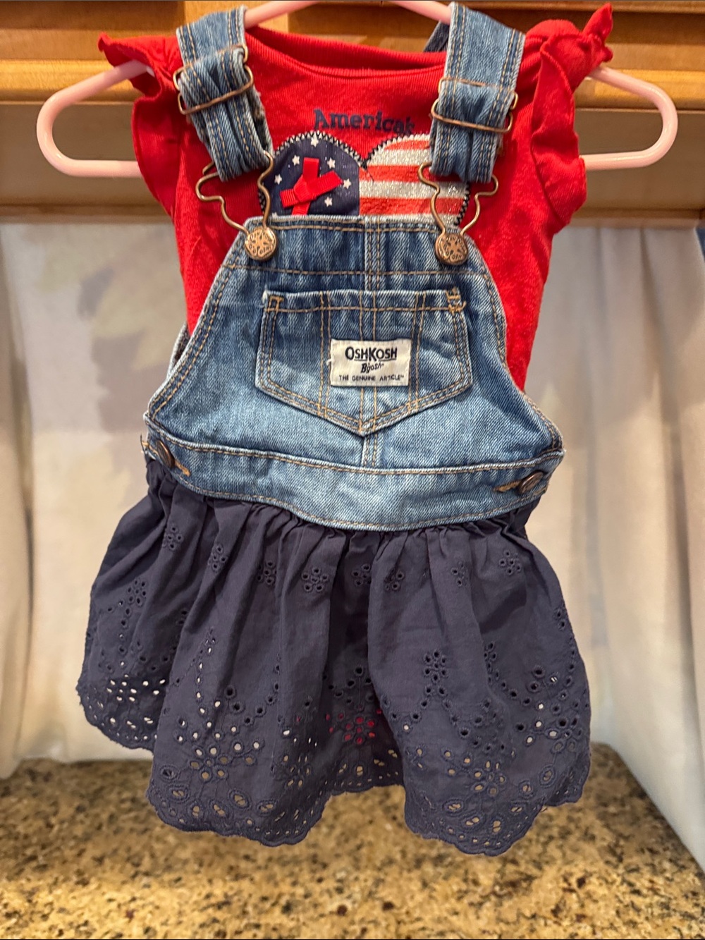 OshKosh B'gosh Red & Navy Denim Skirtall
